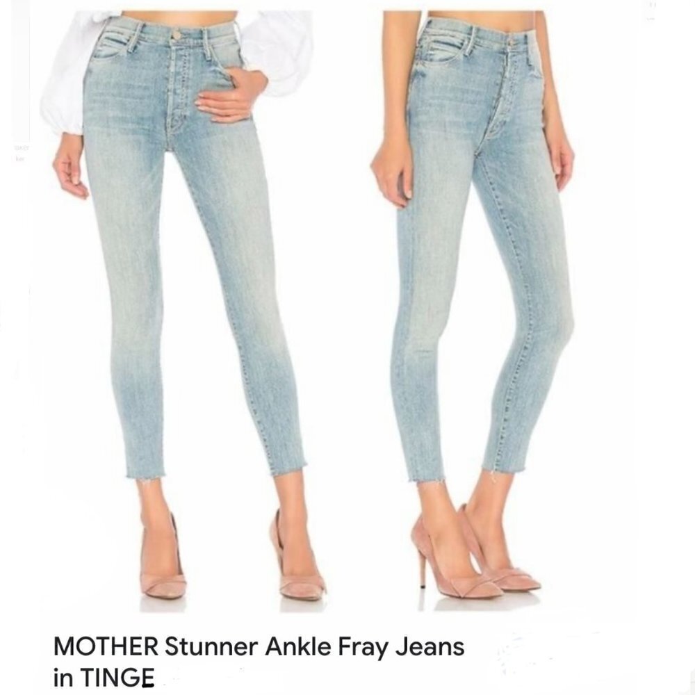 Mother The Stunner Ankle Fray Tinge Wash Denim Jean Sz 25‎